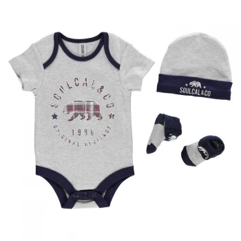 Image of SoulCal 3 Pack Romper Suit Set Baby - Grey/Navy