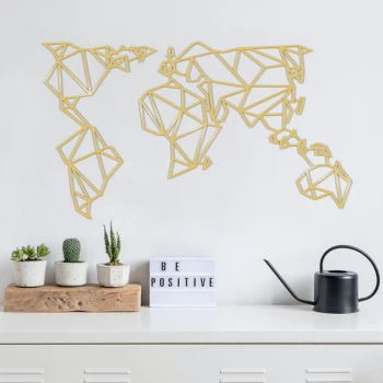 Image of World Map Metal Decor10 - Gold Gold Decorative Metal Wall Accessory