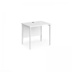 Image of Maestro 25 straight desk 800mm x 600mm - white H-frame leg, white top
