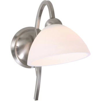 Image of Sienna Lighting - Sienna Capric Dome Wall Light Steel Brushed, Glass Opal Matt