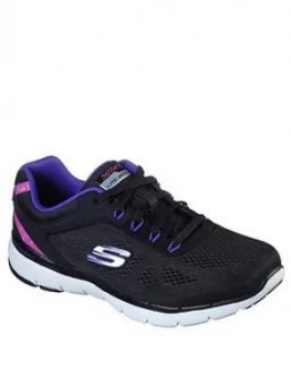 Image of Skechers Flex Appeal 3.0 Steady Move Wide Fit Trainer - Black Purple