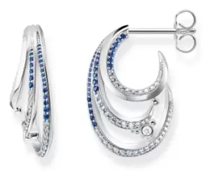 Image of Thomas Sabo H2230-644-1 Wave Blue Stone Sterling Silver Hoop Jewellery