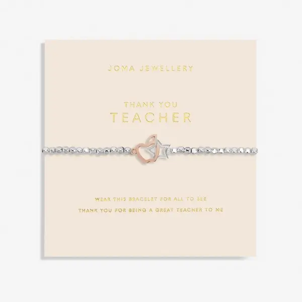 Image of Forever Yours thank You Teacher Silver Rose Gold Plated 17.5cm Bracelet 6881