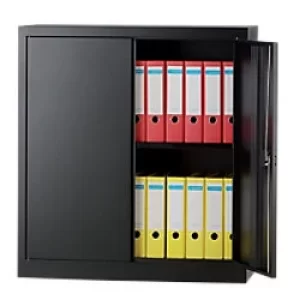 Image of Bisley Regular Door Cupboard with 1 Shelf Lockable Steel 914 x 457 x 1016mm Black