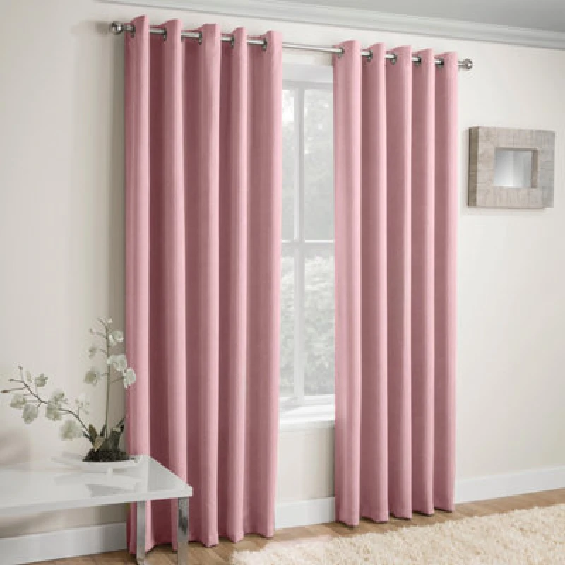 Image of Enhanced Living 'Vogue' Pink Eyelet Thermal Noise Reducing Dim Out Curtains Pair Pink