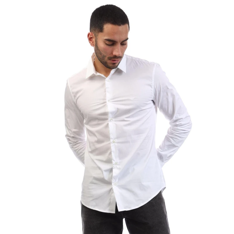 Image of Emporio Armani Stretch Nylon-Blend Shirt White male XS