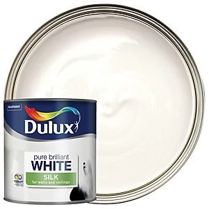 Image of Dulux Walls & Ceilings Pure Brilliant White Silk Emulsion Paint 2.5L