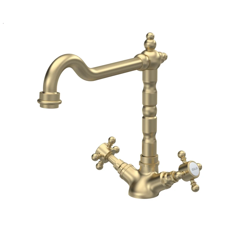 Image of Balterley Traditional French Classic Mono Sink Mixer Tap Brushed Brass Bronze