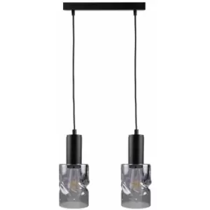 Image of Keter Cross Bar Pendant Ceiling Light Black, 50cm, 2x E27