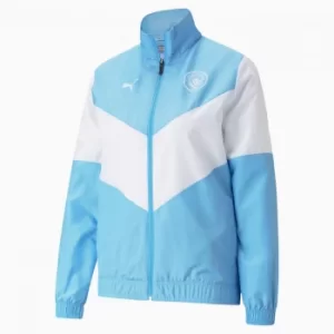 Image of PUMA x First Mile Man City Prematch Womens Football Jacket, Light Blue/White, size Small, Accessories
