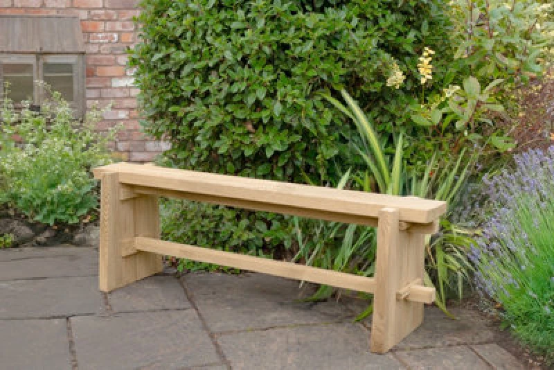 Image of Forest Wooden Sleeper Pew Garden Bench 4'11 x 1'4 (1.50m x 0.40m)