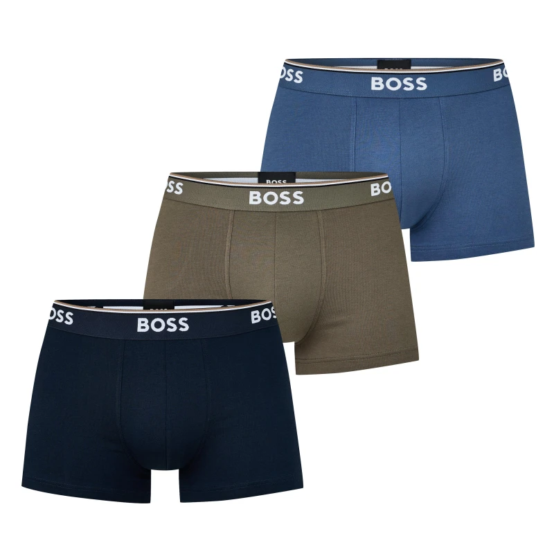 Image of Boss 3 Pack Power Boxer Shorts - Blue Blue XL