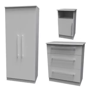 Image of Sherwood Matt Grey 3 Piece Bedroom Furniture Set