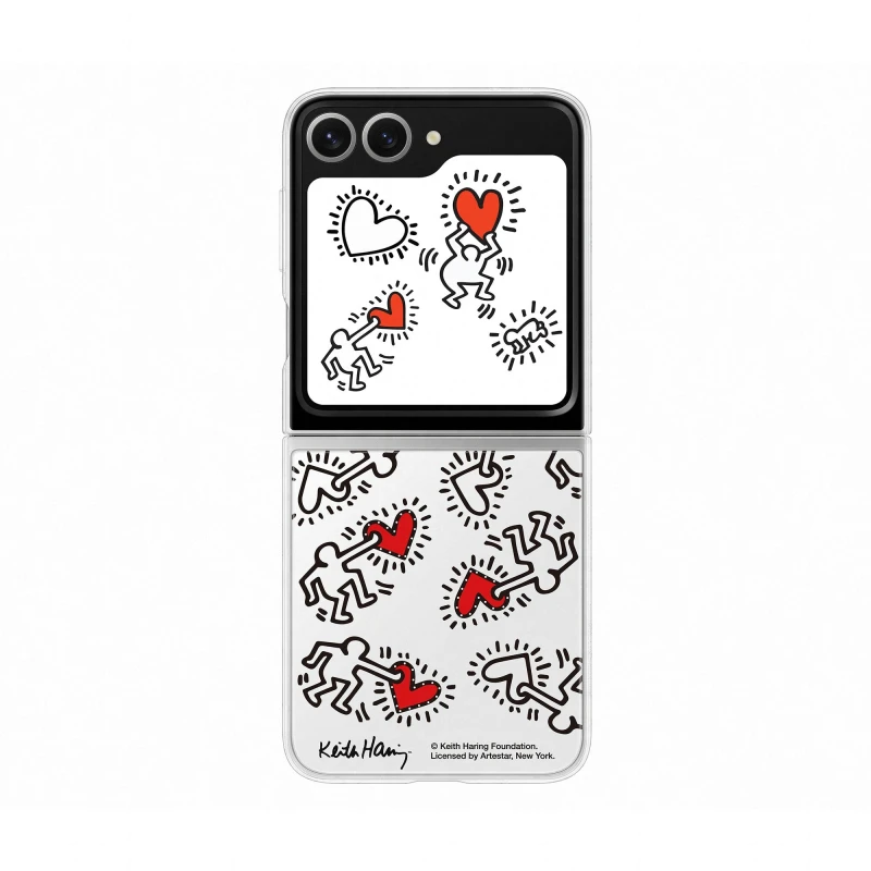 Image of Samsung Flipsuit Z Flip6 Case - Keith Haring Edition, Clear,White,Silver/Grey 8806095705231