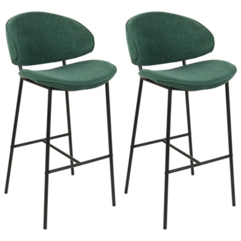 Image of Beliani Set Of 2 Bar Chairs Kiana Dark Green