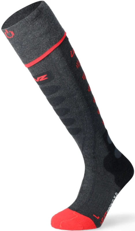 Image of Lenz Heat Sock 5.1 Toe-Cap, socks heatable , color: Dark Grey/Red , size: 42 EU - 44 EU