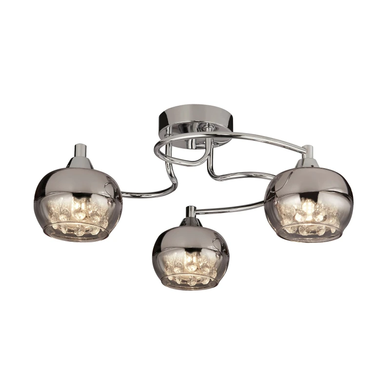 Image of Lighting Collection Laverne 3Lt Rose Chrome Ceiling Flush