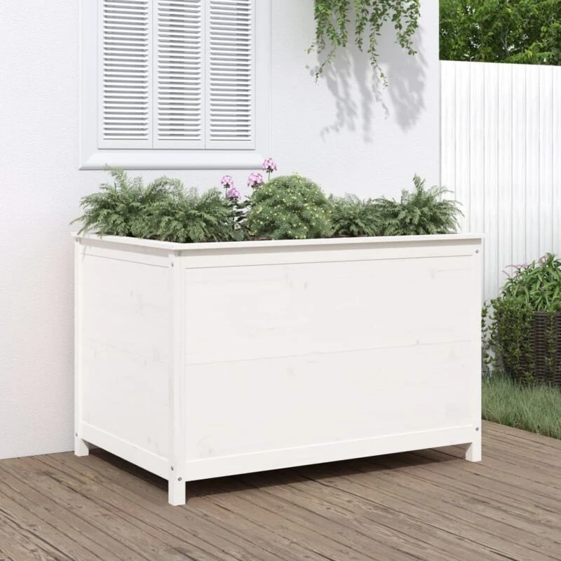 Image of vidaXL Garden Raised Bed White 119.5x82.5x78cm Solid Pine, White 825311