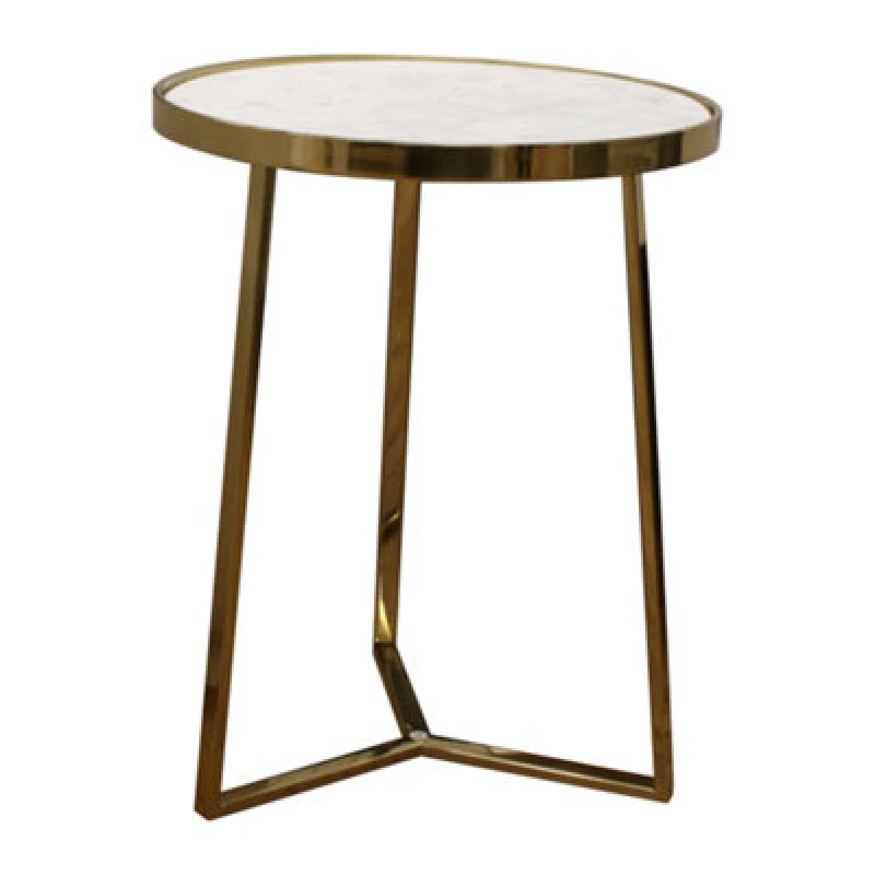 Image of Balterley Round 3 Leg Coffee Table with Marble Top, 400mm x 510mm Brass/Marble Bronze