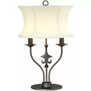 Image of Loops - Table Lamp White Shade Black Steel 2 Bulb Lamp Shade Graphite LED E14 60W