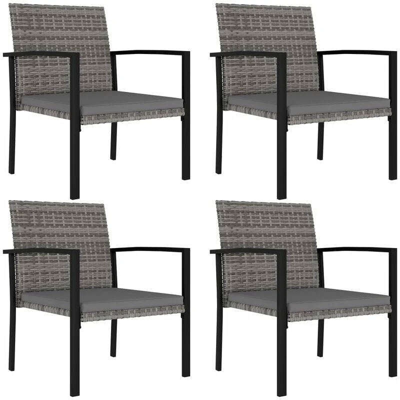 Image of VIDAXL Garden Dining Chairs 4 pcs Poly Rattan Grey Vidaxl 8720286682531