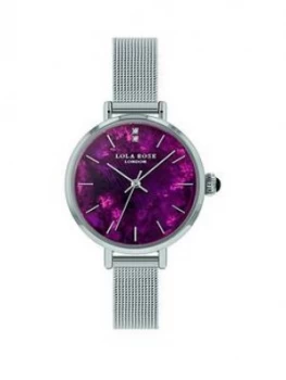 Image of Lola Rose Lola Rose Amethyst Diamond Dial Stainless Steel Mesh Strap Ladies Watch