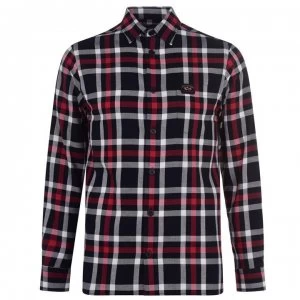 Image of Paul And Shark Patch Flannel Shirt - Red Chck 400