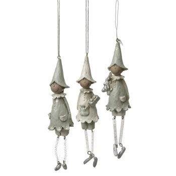 Image of Hanging Silver & White Elf Set of 3