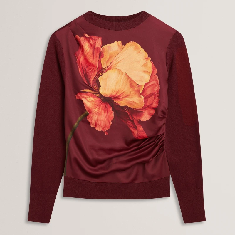 Image of Ted Baker Ted Print HiNk Sweat Ld62 Oxblood female 8 (XS)