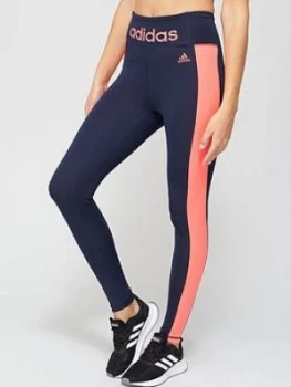 Image of Adidas D2M Logo High Rise Leggings - Navy
