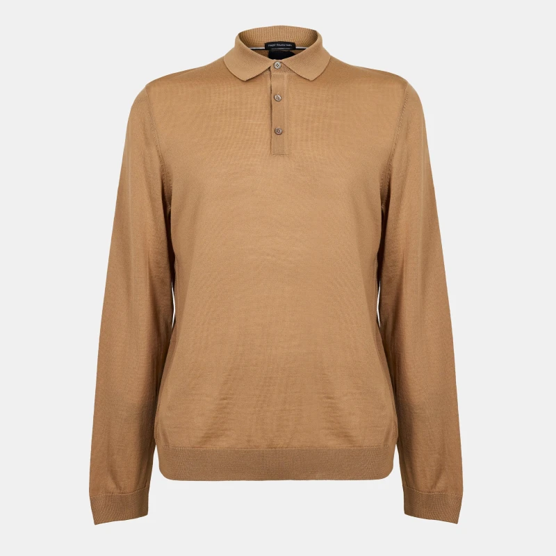 Image of Boss Mens Lancione Long-Sleeve Polo Medium Beige male S