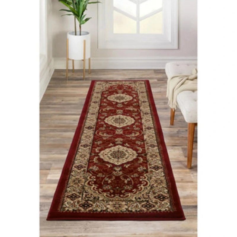 Image of Melrose Classic Traditional Red Vintage Runner Rug 060/230Cm