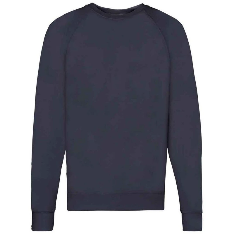 Image of Fruit Of The Loom Fruit of the Loom Men Lightweight Raglan Sweatshirt in Mid Navy Size: Small Mid Navy S Male 5063425938193