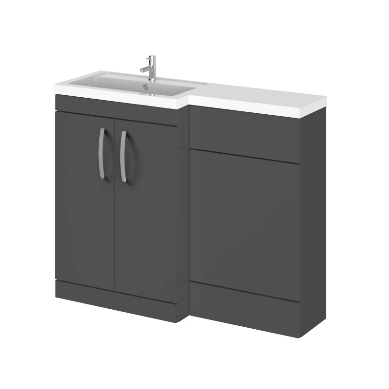 Image of Balterley Left Hand Vanity Basin and WC Combination Furniture Unit Grey 1100mm Grey