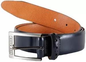 Image of Ted Baker Waffler Branded Leather Belt - Black, Size 30, Men