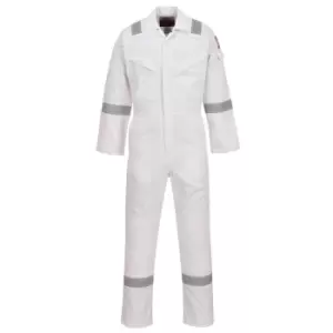 Image of Biz Flame Mens Aberdeen Flame Resistant Antistatic Coverall White Medium 32"