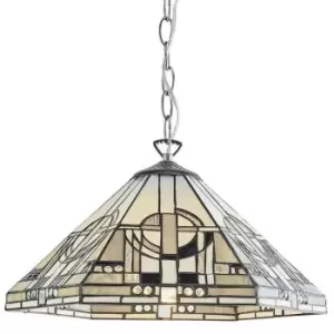 Image of Tiffany Glass Hanging Ceiling Pendant Light Chrome Chain 1 Lamp Shade i00139
