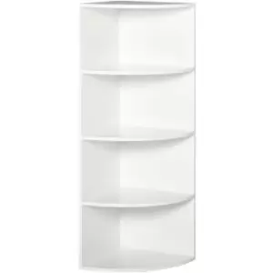 Image of Corner Shelf 4 Tier Fan Bookshelf Plants Stand Wood Freestanding Unit White - Homcom