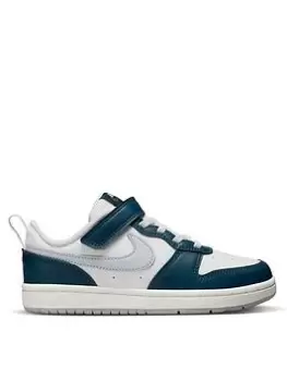 Image of Nike Court Borough Low Kids Unisex Trainers - White/Blue, Size 2