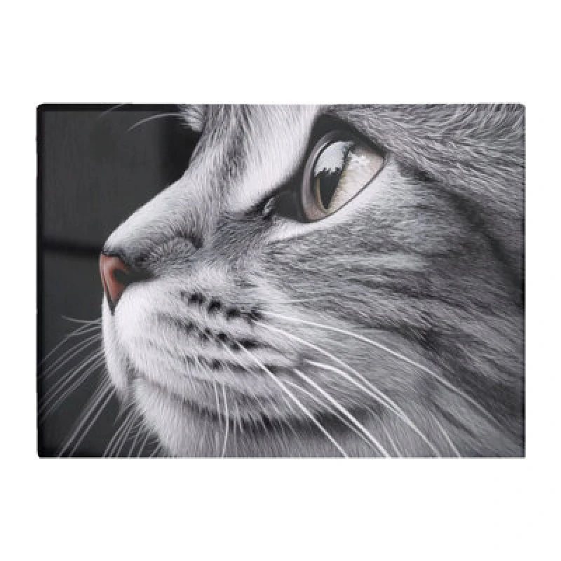 Image of Warren Reed Designer Silver Tabby Cat Face Chopping Board