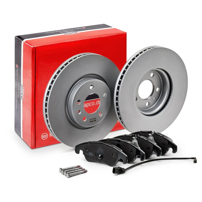 Image of RIDEX 3405B0103 Brake disc and pads set Front Axle, Brake Disc Type: Vented, incl. wear warning contact Brake Set,disc brakes (3405)