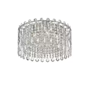 Image of Impex Alita 5 Light Flush Ceiling Light Chrome Crystal