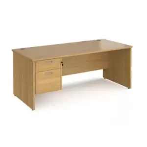 Image of Office Desk Rectangular Desk 1800mm With Pedestal Oak Top And Panel End Leg 800mm Depth Maestro 25 MP18P2O
