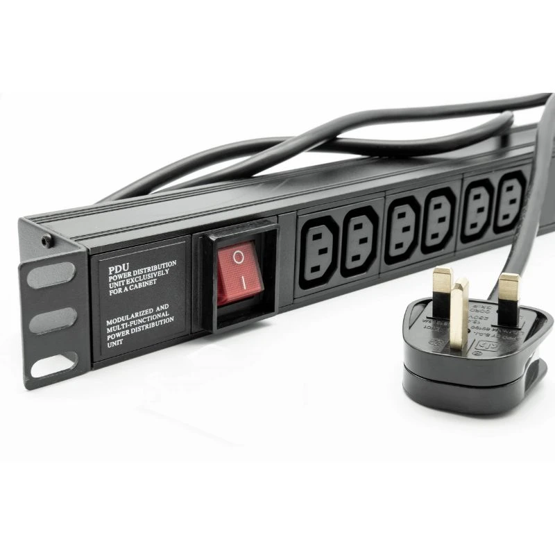 Image of POWERDATA 6 WAY 19" RACK PDU IEC SKTS TO 13A PLUG - HORIZONTAL