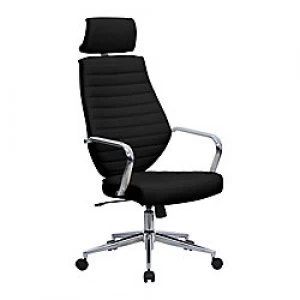 Image of Nautilus Designs Ltd. High Back Leather Effect Designer Executive Chair with Headrest, Chrome Armrests and Chrome Base
