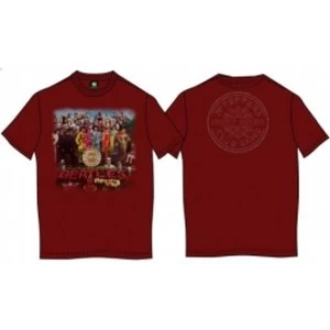 Image of Sgt Pepper Mens Scarlet Vintage Print T Shirt: Small