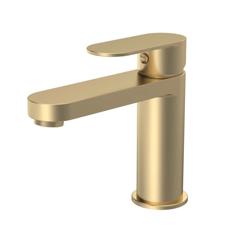 Image of Balterley Cascade Round Mono Basin Mixer Tap & Push Button Waste - Brushed Brass in Metallics Metallics Unisex
