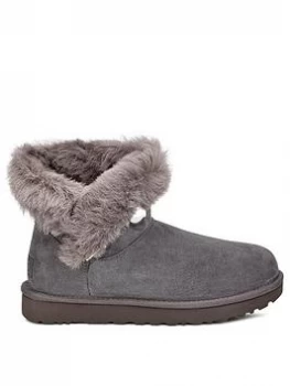 Image of Ugg Classic Premium Fluff Pin Mini Ankle Boots - Charcoal