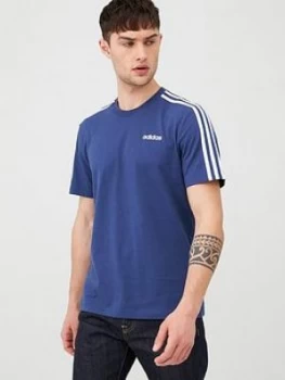 Image of Adidas 3 Stripe Linear T-Shirt - Indigo