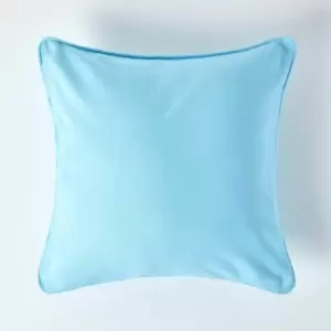 Image of Cotton Plain Blue Cushion Cover, 45 x 45cm - Blue - Homescapes